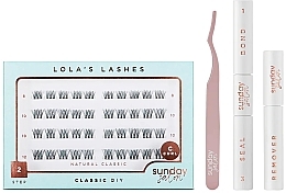 セット - Lola's Lashes Natural Classic Diy Lash Extensions Starter Set (bond/seal/2x3.5ml + remover/4ml + eyelashes/40pcs + applicator/1pcs) — photo N1