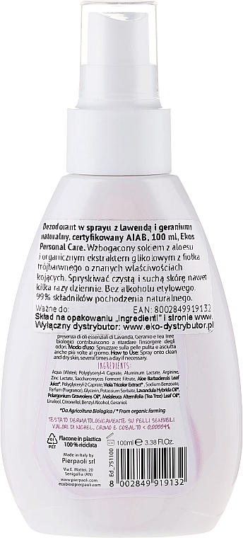 Lavender and Geranium Deodorant-Spray - Ekos Personal Care — photo N2