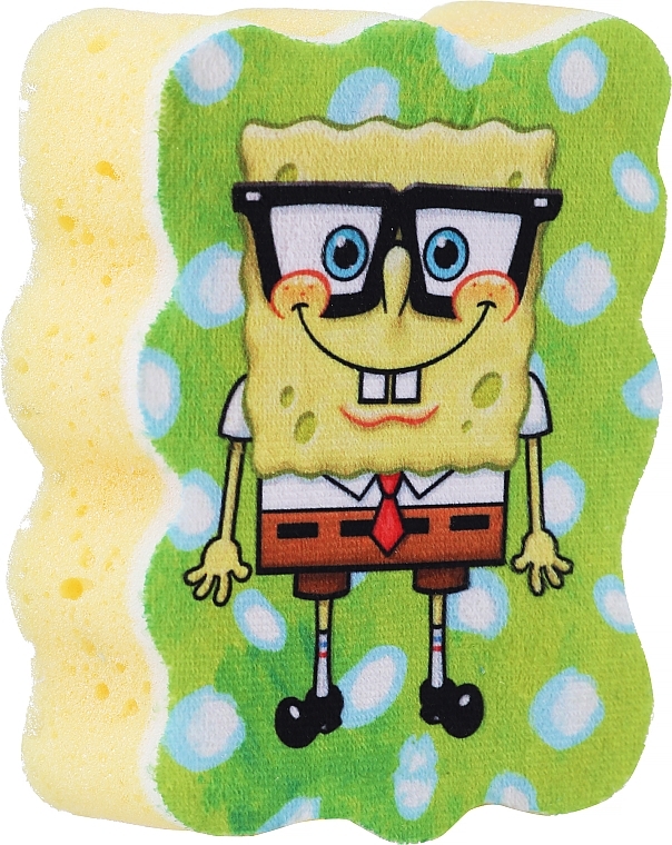 Bath Sponge "Spongebob", Spongebob with Glasses - Suavipiel Sponge Bob Bath Sponge — photo N1