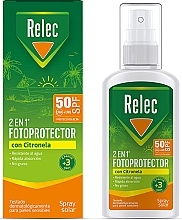 Fragrances, Perfumes, Cosmetics Sun Photoprotector Spray - Relec 2in1 Fotoprotector Citronella Spray SPF50