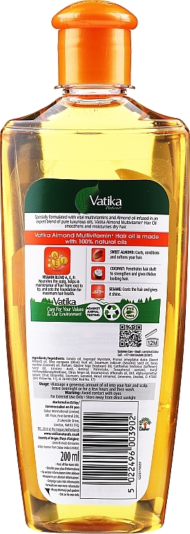 Multivitamin Almond Hair Oil - Dabur Vatika Almond Multivitamin+ Hair Oil Moisture Protect — photo N2