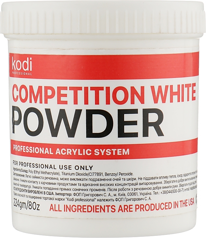 Fast-Hardening White Acrylic - Kodi Professional Competition White — photo N1