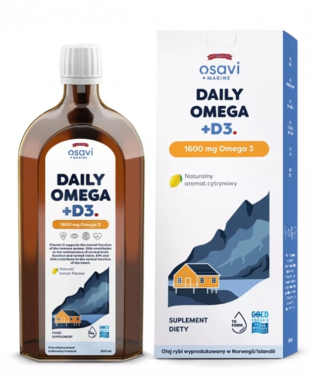 Omega 3 + D3 Dietary Supplement , 1600 mg, lemon flavor - Osavi Daily Omega — photo N4