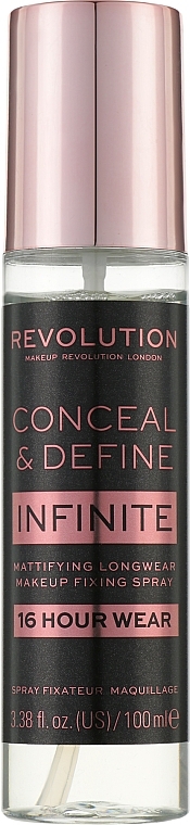 Mattifying Makeup Setting Spray - Makeup Revolution Conceal & Define Infinite Makeup Fixing Spray 16H — photo N1