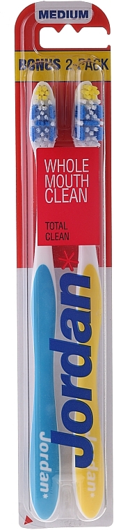Medium Toothbrush "Total Clean", yellow+blue - Jordan Total Clean Medium — photo N1