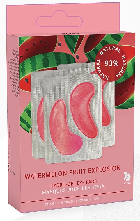 Watermelon Eye Patches - Vegan By Happy Watermelon Fruit Explosion Hydro-Gel Eye Pads — photo N1