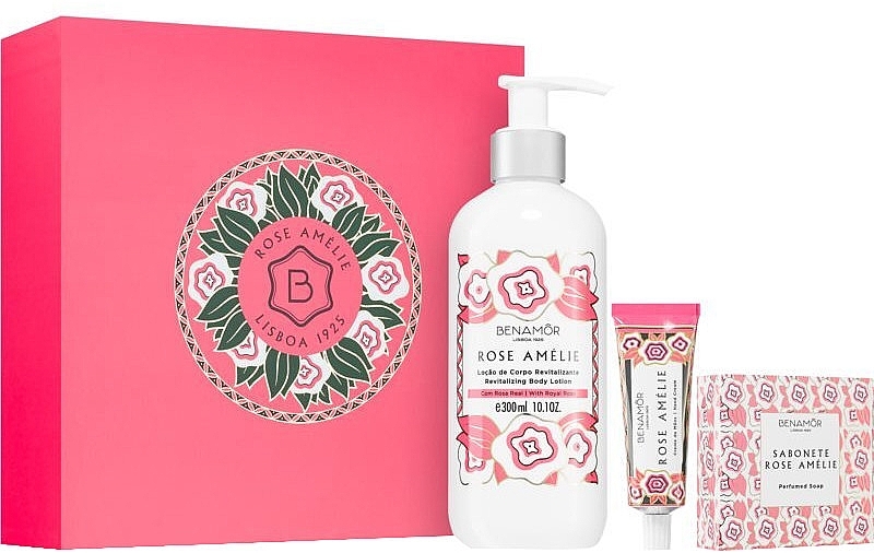 Set - Benamor Rose Amelie Gift Set (b/lot/300ml + h/cr/30ml + soap/100g) — photo N1