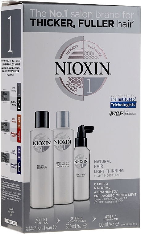 Set - Nioxin Hair System 1 Kit (shm/300ml + cond/300ml + mask/100ml) — photo N1