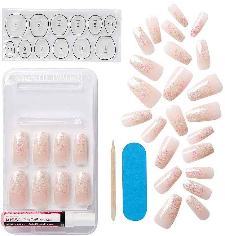 False Nails Set with Glue - Kiss Classy L Long Nails — photo N3