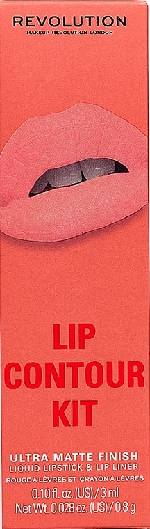 Makeup Revolution Lip Contour Kit Coral Babe (lipstick/3ml + l/pencil/0.8g) - Lip Makeup Set — photo N1
