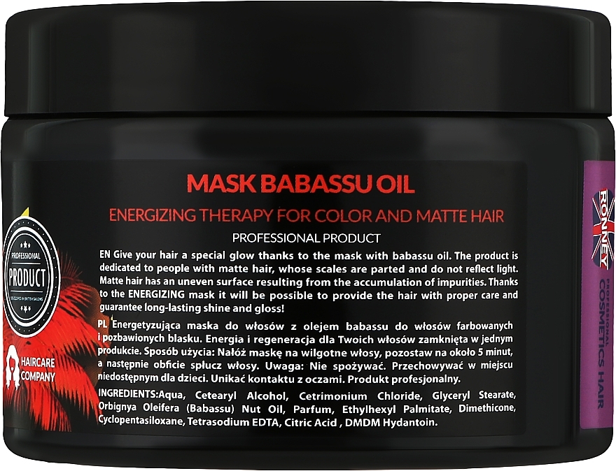 Color-Treated Hair Mask - Ronney Mask Babassu Oil Energizing Therapy — photo N2