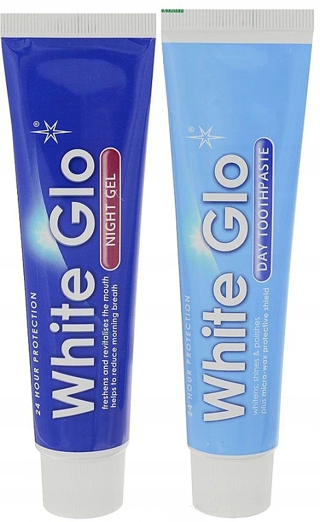 Set with Yellow Toothbrush - White Glo Night & Day Toothpaste (t/paste/65ml + t/gel/65ml + toothbrush) — photo N3
