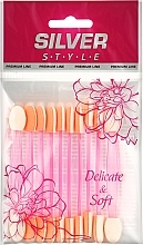 Double-Ended Eyeshadow Applicator SA-11, 8 cm, 10 pcs, pink - Silver Style — photo N1