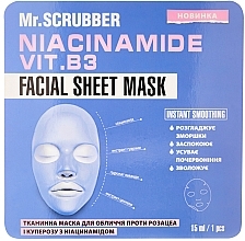 Fragrances, Perfumes, Cosmetics Anti-Couperose and Rosacea Sheet Face Mask with Niacinamide - Mr.Scrubber Face ID. Niacinamide Vit. B3 Facial Sheet Mask