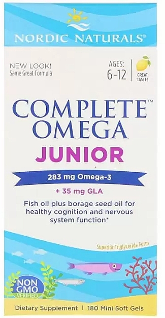 Junior Dietary Supplement "Omega-3", lemon 283 mg - Nordic Naturals Complete Omega Junior — photo N1