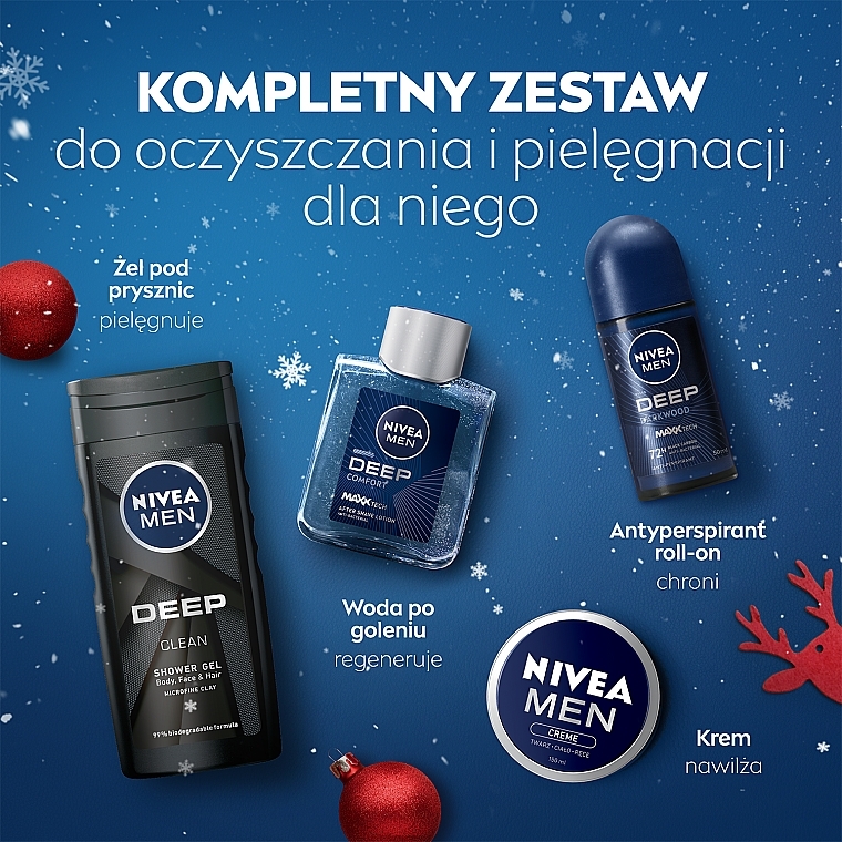 セット - NIVEA MEN Deep Collection (deo/roll/50ml + sh/gel/250ml + cr/75ml + after/sh/lot/100ml) — photo N5