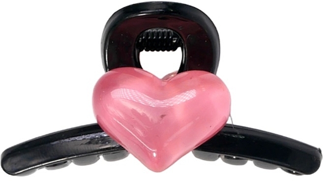 Claw Clip, black with pink heart - Lolita Accessories — photo N1