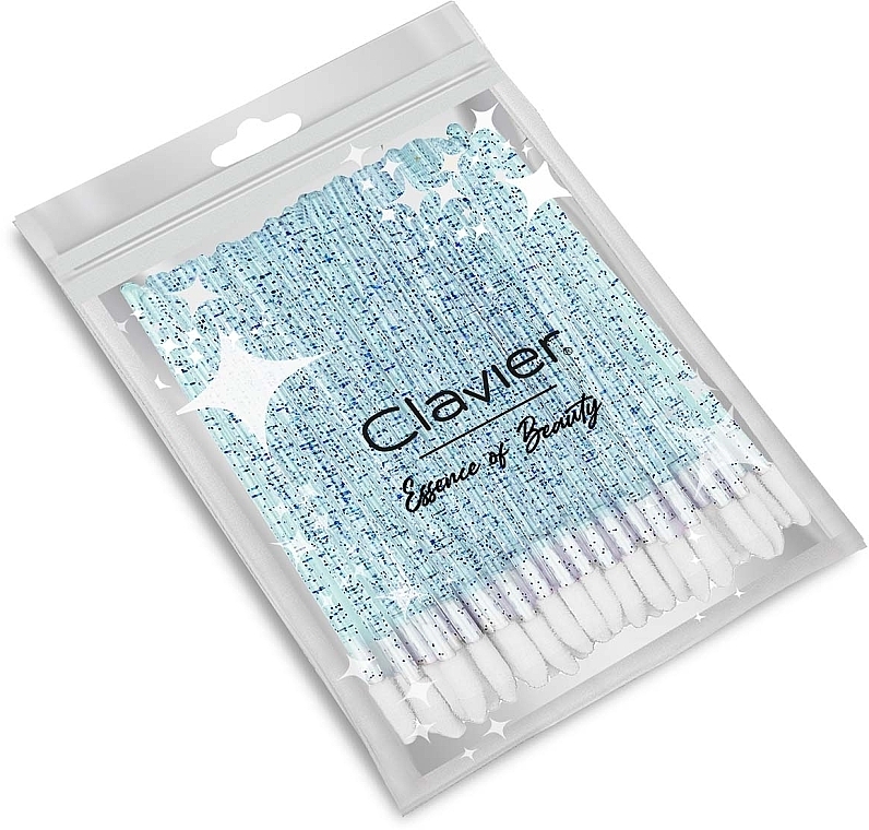 Lip Gloss Applicator, white with blue glitter - Clavier — photo N1