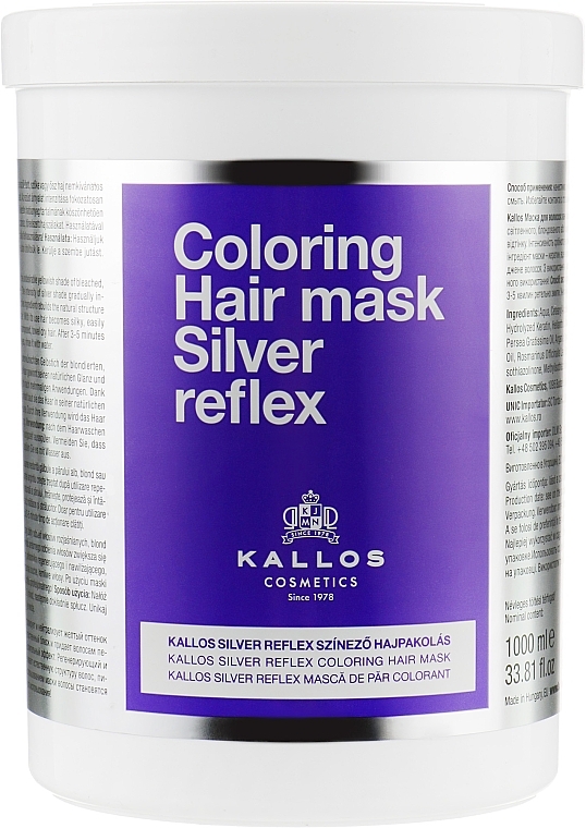 Hair Mask - Kallos Cosmetics Coloring Hair Mask Silver Reflex — photo N3