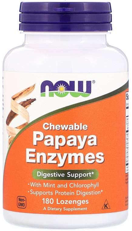 Capsules "Papaya Enzymes" - Now Foods Chewable Papaya Enzymes — photo N1