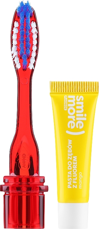 Red Case Set - Hiskin Mango Travel Set (toothpaste/4ml + toothbrush) — photo N2