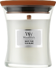 Fragrances, Perfumes, Cosmetics Scented Candle - WoodWick Hourglass White Teak Teck Blanc 