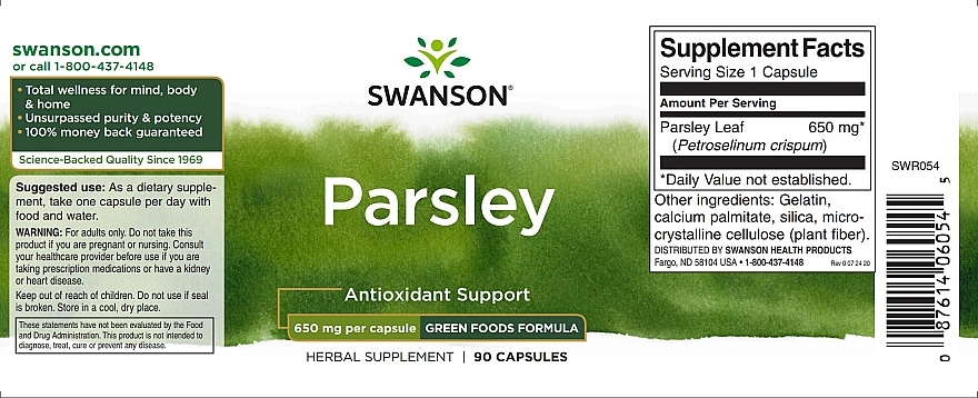 Parsley Capsules, 650 mg - Swanson Parsley Capsules — photo N2