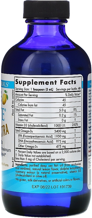 Dietary Supplement in Liquid "Omega Extra + Vitamin D", 3500mg - Nordic Naturals Ultimate Omega Xtra Lemon — photo N2