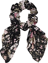 Fragrances, Perfumes, Cosmetics Hair Tie, 23996, black, pink flowers - Top Choice Print