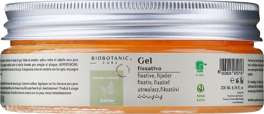 Fixative Styling Gel - BioBotanic BeFine Fixattive Gel — photo N1