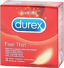 Condoms, 3 pcs - Durex Feel Thin — photo N1