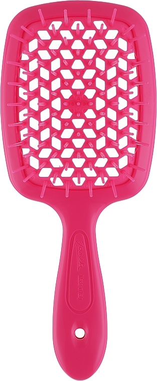 Hair Brush with Soft & Pointed Comb "Silicone Line", pink - Janeke — photo N3