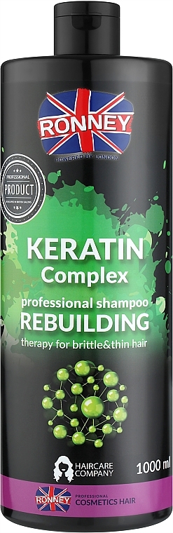 Keratin Thin & Brittle Hair Shampoo - Ronney Keratin Complex Rebuilding Shampoo — photo N2