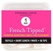 Fragrances, Perfumes, Cosmetics Short Nail Tips "French" - Dashing Diva French Tipped Short White 50 Tips (Size 1)