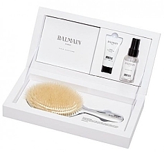 Set - Balmain Paris Hair Couture Silver Brush Set (h/parfume/50ml + h/elixir/20ml + h/brush) — photo N1