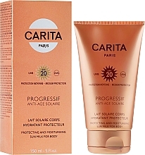 Fragrances, Perfumes, Cosmetics Moisturizing Sun Protection Body Milk SPF 20 - Carita Progressif Anti-Age Solaire