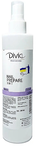 Nail Preparation Liquid - Divia Prepare 3 in 1 Di934 (with pump sprayer) — photo N1