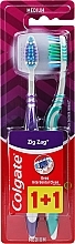 Fragrances, Perfumes, Cosmetics Toothbrush "Zigzag Plus" medium, purple + green - Colgate Zig Zag Plus Medium