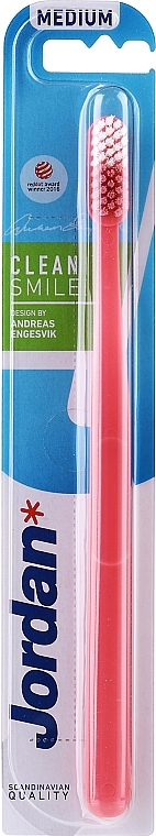 Toothbrush, medium, pink + white - Jordan Clean Smile Medium — photo N1