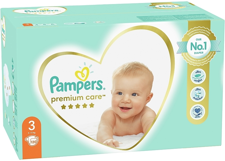 Pampers Premium Care Diapers Size 3 (Midi), 6-10kg, 120 pcs - Pampers — photo N3