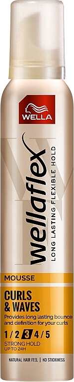 Strong Hold Styling Hair Mousse "Curls & Waves" - Wella Wellaflex — photo N1
