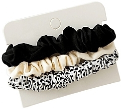 Fragrances, Perfumes, Cosmetics Hair Tie Set, 3 pcs, GUM111CZ, black and white - Ecarla