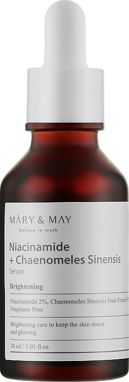 Brightening Serum with Niacinamide & Chaenomeles - Mary & May Niacinamide + Chaenomeles Sinensis Serum — photo N3