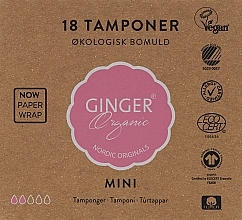 Fragrances, Perfumes, Cosmetics Tampons without Applicator "Mini", 18 pcs - Ginger Organic