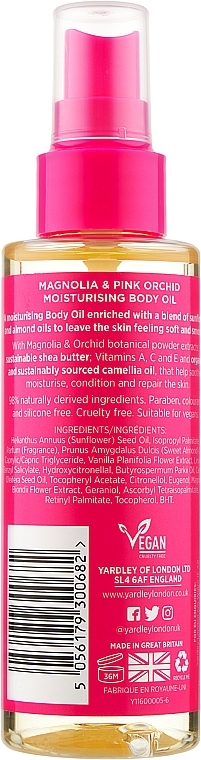 Moisturizing Body Oil - Yardley Flowerazzi Magnolia & Pink Orchid Moisturising Body Oil — photo N2