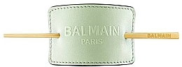 Fragrances, Perfumes, Cosmetics Hair Clip - Balmain Paris Hair Couture Pastel Green Embossed Hair Barrette SS20