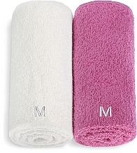 Face Towel Set 'Twins', white and masala - MAKEUP Face Towel Set Pink + White — photo N1