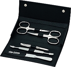 Manicure Set 'Siena', black, 5 pcs - Erbe Solingen Siena Snap Button Case — photo N5