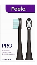 Sonic Toothbrush Head, soft, black, 2 pcs. - Feelo PRO Black Soft — photo N2