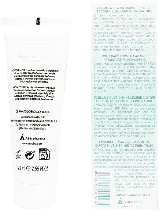 Lightweight Sunscreen Face Emulsion - Atache Be Sun Light Emulsion Spf 50+ — photo N2